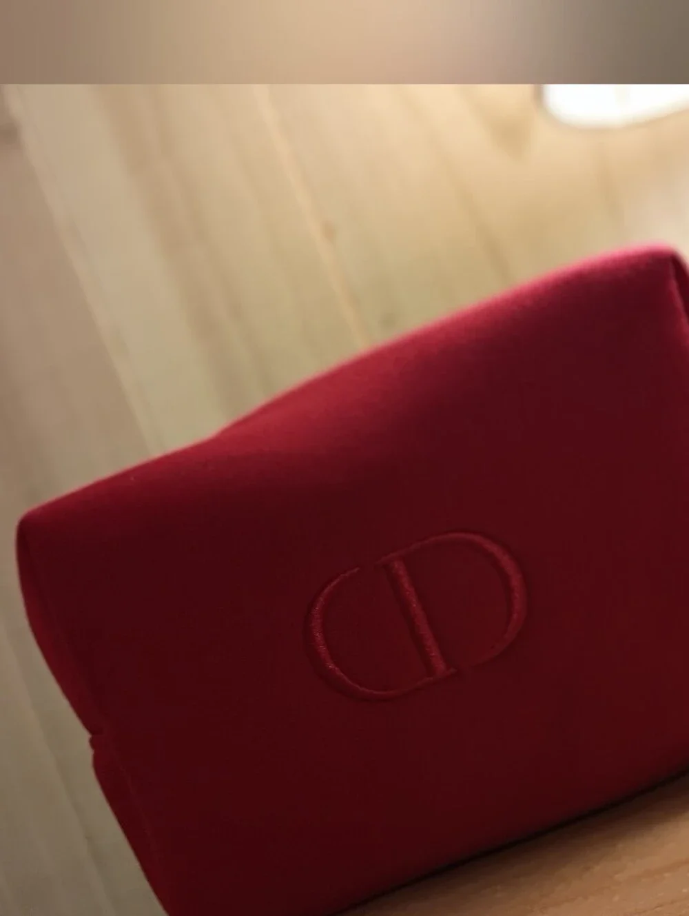 Christian Dior Beaute Red Velvet Pouch Travel Cosmetic Bag